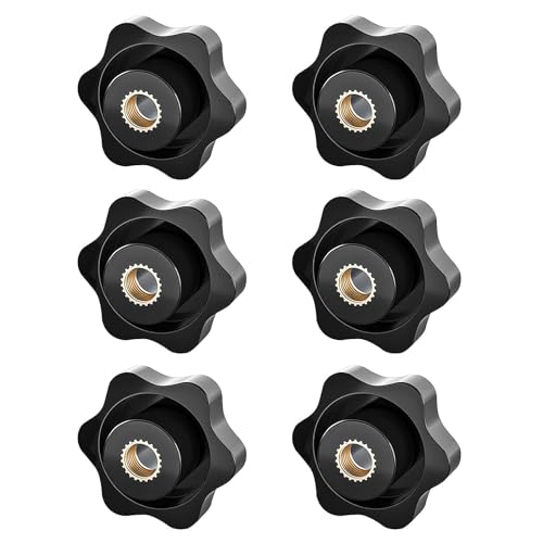 6 Stück Sterngriffmutter M6, Flügelmutter M6, Sterngriffschraube, Rändelmutter, für Mechanische, Industrie, Möbel, Ausrüstung, 6 Stück(Schwarz) von SSHUIKKAI