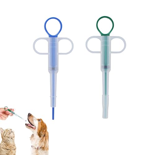 SSHUIKKAI 2 Stücke Tabletteneingeber Katze, Tablettengeber Für Katzen, Katze Entwurmen, Hundeapotheke Mit Medikamenten, Tablette Feeder, Für Katzen Und Kleine Hunde, Schützt Zähne(Grün + Blau) von SSHUIKKAI