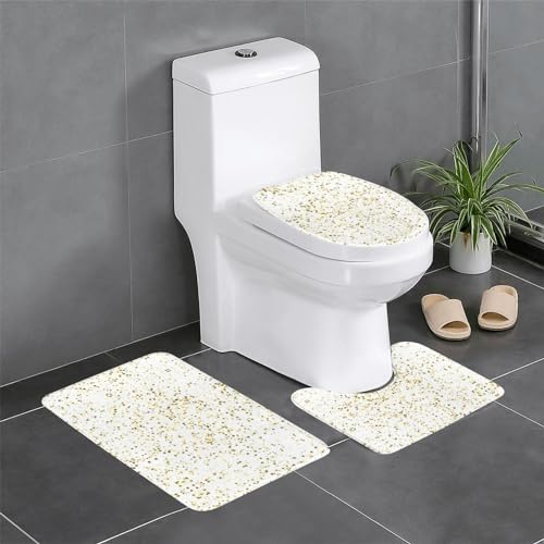 Badezimmer-Set, 3-teilig, Badezimmermatte, WC-Sitzbezug und Duschmatte, weich und langlebig von SSIMOO