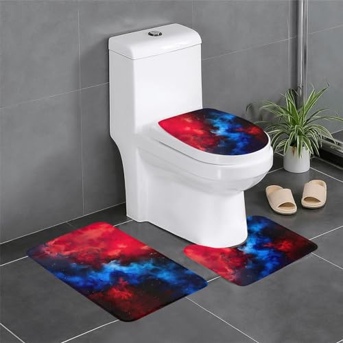 Badezimmerteppich-Set, Motiv: Galaxie, elegant, U-förmiger Teppich, WC-Deckelbezug, Dekoration von SSIMOO