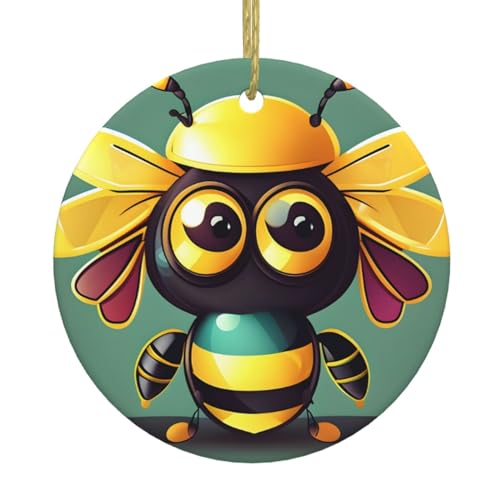 Cartoon Biene Keramik Weihnachtsschmuck - Runde hängende Deko Stück für Partys Cartoon Biene Keramik Weihnachtsschmuck - Runde hängende Deko Stück für Partys von SSIMOO