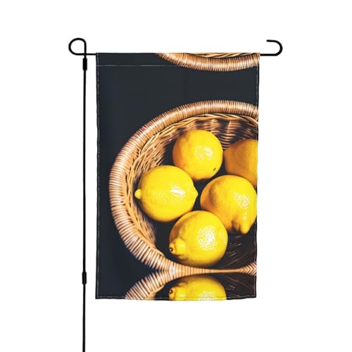 Gartenflagge mit Korb-Zitronen-Druck, vielseitige Hofflagge, perfekte Ergänzung für jeden Garten oder Rasen von SSIMOO