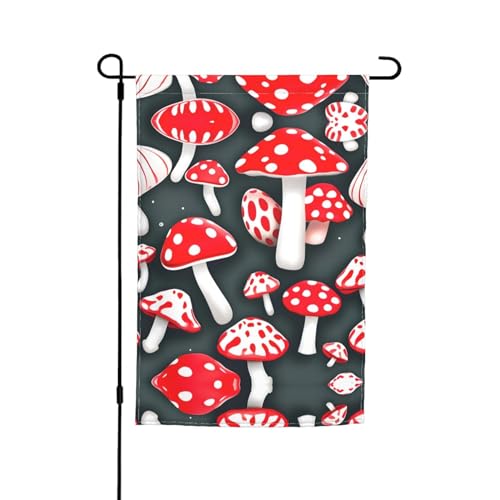 Gartenflagge mit rot-weißem Pilzdruck, vielseitige Hofflagge, perfekte Ergänzung für jeden Garten oder Rasen von SSIMOO