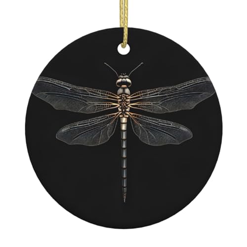 Libelle schwarze Premium Keramik Christbaumschmuck runde Ornamente für drinnen und draußen von SSIMOO