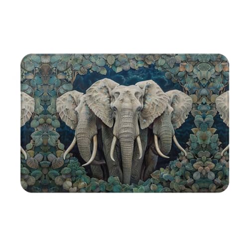 SSIMOO Elefanten-Kunstdruck, für drinnen und draußen, vielseitige Vierjahreszeiten-Fußmatte, perfekt als Heimdekoration von SSIMOO