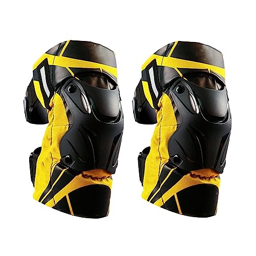 SSIMOO K01-3 Motorrad Knieschützer Set Knieschützer Moto MX MTB Motocross Schutzausrüstung Knieschützer Knieschoner Schutz (Color : K01-3-Lemon Yellow, Size : Free Size) von SSIMOO