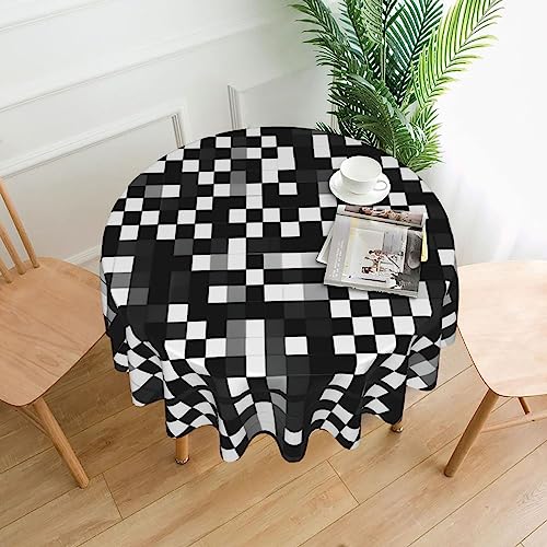 SSIMOO Schwarz-weiße Formel, kariertes Muster, elegant, rund, dekorative Tischdecke, vielseitige Tischdecke, funktionale Esstischabdeckung SSIMOO Schwarz-weiße Formel, kariertes Muster, elegant, rund, dekorative Tischdecke, vielseitige Tischdecke, funktionale Esstischabdeckung von SSIMOO