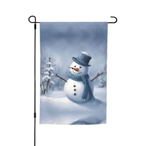 Winter-Schneemann-Druck, exquisite Gartenflagge, Hofflagge für stilvolle Outdoor-Rasen-Heimdekoration von SSIMOO