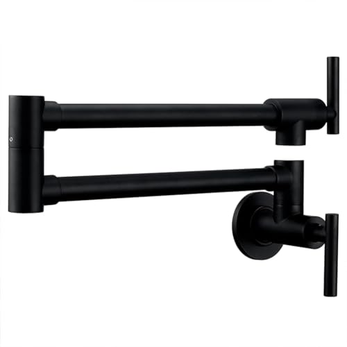Wasserhahn Küche Wandmontage Kaltwasser Küchenarmatur Spültischarmatur Moderner Messing 2 Hebel 360° Drehbar Wandarmatur, Schwarz Wasserhahn Küche Wandmontage Kaltwasser Küchenarmatur Spültischarmatur Moderner Messing 2 Hebel 360° Drehbar Wandarmatur, Schwarz von SSINL