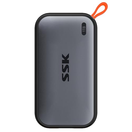 SSK 1 TB tragbare Externe NVME-SSD, bis zu 1050 MB/s, Extreme Übertragungsgeschwindigkeit, USB 3.2 Gen 2 Solid State Drive für Typ-C-Smartphones, PS5, Xbox, Laptop, MacBook/Pro/Air und mehr von SSK