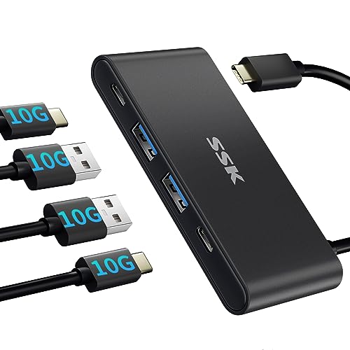 SSK USB-C Hub 10 Gbit/s, 4 Ports USB C Splitter auf 2 USB-C 2 USBA Ports, USB 3.2 Hub Multiport Adapter Extender für Thunderbolt MacBook Pro PC und mehr Typ C (Laden/Monitor Nicht unterstützt) SSK USB-C Hub 10 Gbit/s, 4 Ports USB C Splitter auf 2 USB-C 2 USBA Ports, USB 3.2 Hub Multiport Adapter Extender für Thunderbolt MacBook Pro PC und mehr Typ C (Laden/Monitor Nicht unterstützt) von SSK