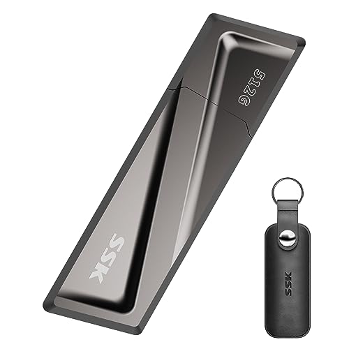 SSK USB3.2 SSD Stick 512GB, High Speed bis zu 550MB/s Extreme Schneller USB-Stick + USB-C Adapter Externe Tragbare USB SSD für Typ-C-Android-Telefone, Laptops, Tablets und mehr von SSK