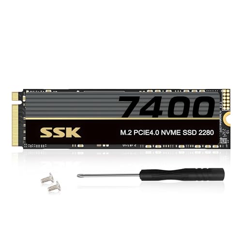 SSK M.2 NVMe SSD 4 TB PCIe Gen 4.0 x 4 M.2 SSD bis zu 7400 MB/s, Interne SSD für Gaming und Programme, DRAM-Less, Trim, Geringer Stromverbrauch, Enthalten Wärmeleitpad SSK M.2 NVMe SSD 4 TB PCIe Gen 4.0 x 4 M.2 SSD bis zu 7400 MB/s, Interne SSD für Gaming und Programme, DRAM-Less, Trim, Geringer Stromverbrauch, Enthalten Wärmeleitpad von SSK