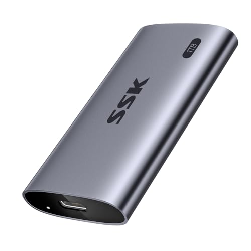 SSK Portable SSD 1TB, Externe Festplatte SSD bis zu 2000 MB/s, USB 3.2 Gen2x2 Tragbare NVMe External Solid State Drives für iPhone 15/16 PRO/Mac/Pro/OTG-Telefon/Laptops von SSK
