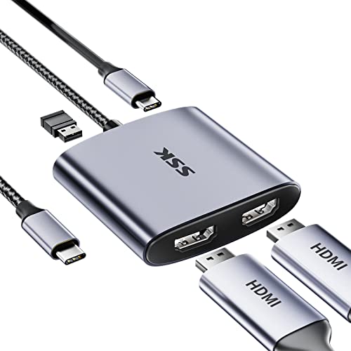 SSK 4 in 1 USB C auf Dual HDMI Adapter, USB C Hub dual HDMI 4K 60Hz mit PD100W und USB 2.0,Kompatibel mit Thunderbolt 3 für MacBook Pro/Air, Air Lenovo Dell HP Chromebook, Samsung S8/S9 SSK 4 in 1 USB C auf Dual HDMI Adapter, USB C Hub dual HDMI 4K 60Hz mit PD100W und USB 2.0,Kompatibel mit Thunderbolt 3 für MacBook Pro/Air, Air Lenovo Dell HP Chromebook, Samsung S8/S9 von SSK