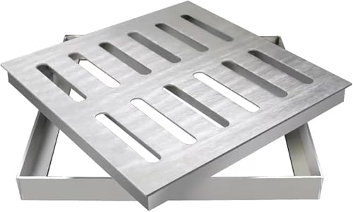SSLLH Abflussgitter aus Edelstahl 304 mit Rahmen,Quadratische Kanalgitter Gitter Regenwasserbrunnenabdeckung Abfluss,Hochleistungs-Garagen-Bodenablaufsieb, Gartenrinnen-Entwässerungsauffangbecken von SSLLH