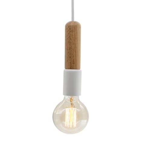 SSNCcNC 2 Stück Pendelleuchte,Holz Vintage Pendellampe Minimalismus Hängeleuchte 1-flammig Retro Industrie Hängelampe Esstisch Schlafzimmer Kronleuchter für Büro Flur Wohnzimmer Esszimmer,Weiß von SSNCcNC