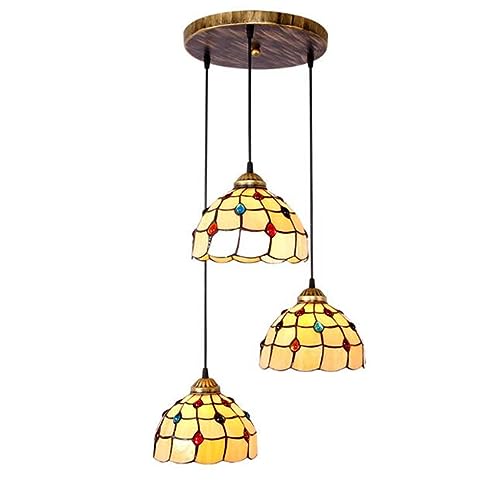 SSNCcNC A, Vintage Tiffany Pendelleuchte Klassisch 3-flammig Hängelampe Amerikanischen Esszimmerlampe Antik Rustikal Runde Glas Büro Küche Esstisch Wohnzimmer SSNCcNC A, Vintage Tiffany Pendelleuchte Klassisch 3-flammig Hängelampe Amerikanischen Esszimmerlampe Antik Rustikal Runde Glas Büro Küche Esstisch Wohnzimmer von SSNCcNC