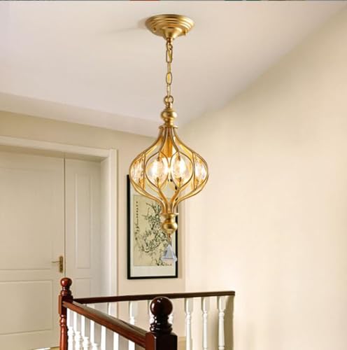 SSNCcNC Amerikanischer Stil Kristall Pendelleuchte Vintage Flur Hängelampe Esszimmerlampe Schlafzimmer Kreatives Design E14 Wohnzimmer 21 * 58CM von SSNCcNC