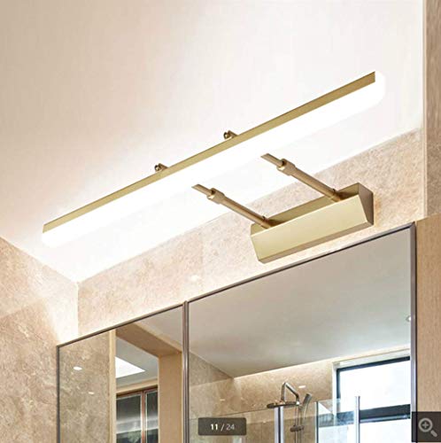 SSNCcNC Badleuchte Led Modern Spiegellampe 40CM 9W Einstellbar Spiegelleuchte Badezimmer Ip20 Wasserdichte Badlampe Metall Eisen Schrankleuchte Drei-Farben-Licht,Gold von SSNCcNC