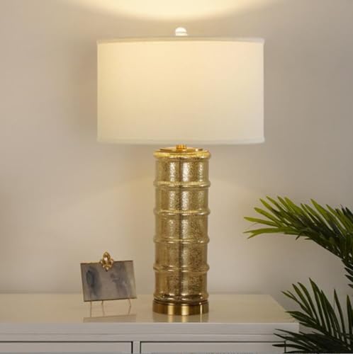 SSNCcNC Europäischen groß Tischlampe Glas Dekorative Tischleuchte Minimalismus Vintage Nachttischlampe Schlafzimmer Hotel Wohnzimmer E27 43 * 75cm,Gold von SSNCcNC
