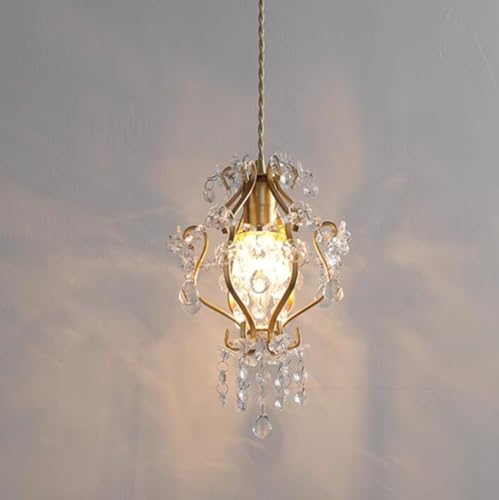 SSNCcNC Französischer Stil Kristall Pendelleuchte Modern Nachttisch Hängelampe Esszimmerlampe Schlafzimmer Kreatives Design E14 Wohnzimmer 18 * 23CM von SSNCcNC