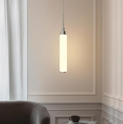 SSNCcNC LED Glas Pendelleuchte 4000K Minimalismus Modern Schlafzimmer Pendellampe Esszimmerlampe Nachttisch Hängelampe Kronleuchter Loft Ø5*40cm von SSNCcNC