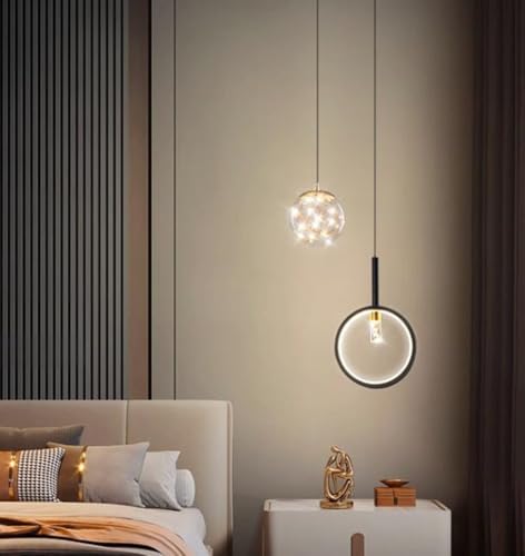 SSNCcNC LED Modern Nachttisch Pendellampe Minimalismus Schlafzimmer Hängelampe Kreatives Design Deckenleuchte 17W Neutrales Licht 4500K Esszimmer Wohnzimmer von SSNCcNC