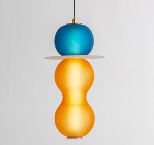SSNCcNC LED farbig Glas Pendellampe Modern Minimalismus Hängelampe Kreatives Design Schlafzimmer Nachttisch Deckenleuchte Neutrales Licht 4500K Esszimmer Wohnzimmer,A von SSNCcNC