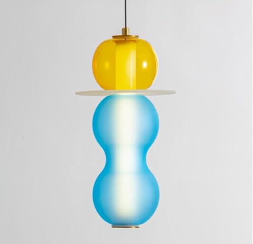 SSNCcNC LED farbig Glas Pendellampe Modern Minimalismus Hängelampe Kreatives Design Schlafzimmer Nachttisch Deckenleuchte Neutrales Licht 4500K Esszimmer Wohnzimmer,B von SSNCcNC