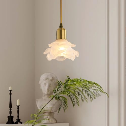 SSNCcNC Messing Glas Pendelleuchte Vintage Französischer Stil Esszimmerlampe Kreatives Design Schlafzimmer Nachttisch Hängeleuchte E14 Wohnzimmer Loft von SSNCcNC