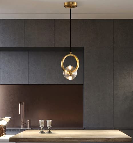 SSNCcNC Modern Kristall Pendelleuchte LED Esszimmer Nachttisch Hängeleuchte Kreative Kupfer Hängelampe 1-Flammig Schlafzimmer Deckenleuchte Wohnzimmer Loft Bar Café Küche Pendellampe von SSNCcNC