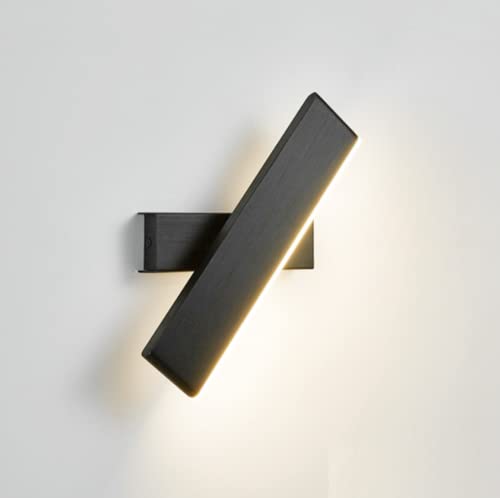SSNCcNC Schwarz, 6W LED Wandleuchte Innen Wandlampe Mit Schalter Nachttischlampe Moderne Wandbeleuchtung 360°Einstellbarer Aluminium für Wohnzimmer Schlafzimmer Flur Treppen Warmes Licht 3000K von SSNCcNC
