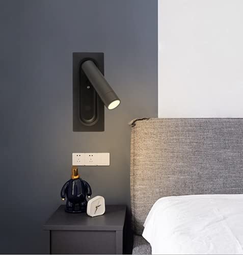 SSNCcNC Schwarz, Leselampe 3W LED Wandlampe Moderne Leselicht mit Schalter Aluminium Wandleuchte 350°Drehbar Nachttischlampe Bettlampe Wandbeleuchtung 4500K Schlafzimmer Wohnzimmer Hotel von SSNCcNC