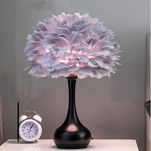 SSNCcNC Tischlampe Feder Dimmbar Tischleuchte mit Dimmschalter E27 Modern Minimalismus Nachttischlampe Schreibtischlampe für Wohnzimmer Schlafzimmer Dekoration H: 46*D30cm,Schwarz von SSNCcNC