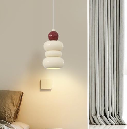 SSNCcNC Vintage Schlafzimmer Harz Hängelampe Modern Nordic Nachttisch Pendellampe Minimalismus Esszimmerlampe Deckenleuchten für Wohnzimmer Loft E27,Weiß von SSNCcNC
