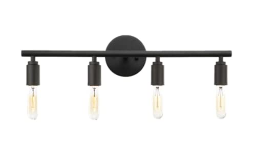 SSNCcNC Vintage Spiegellampe E27 Bad Spiegelleuchte 4 Flammig Bad Industrial Stil Retro Metall Eisen Badezimmer Wandlampe 60CM Badlampe Wand Leuchtmittel Schwarz nicht Inklusive von SSNCcNC