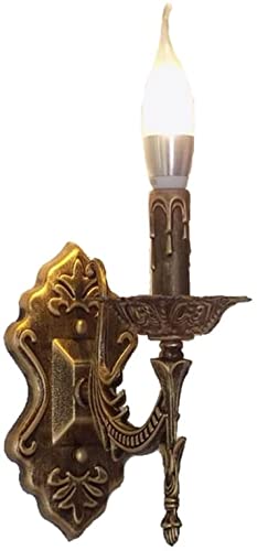 SSNCcNC Vintage Wandleuchte Innen Europäischen/Amerikanischen Kerzen Wandlampe Retro Rustikal Eisen Wandbeleuchtung Antik Nachttischlampe ​für Treppen Flur Aisle Loft Bar Cafe Schlafzimmer E14,C von SSNCcNC