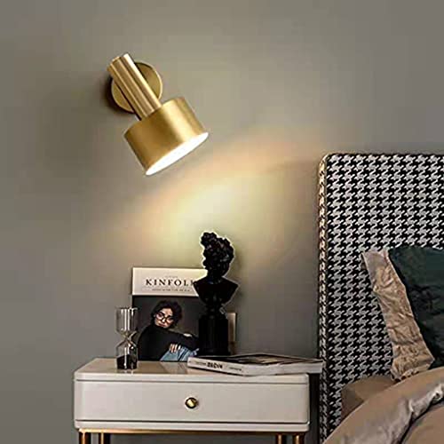 SSNCcNC Wandleuchte Innen Golden Modern Wandlampe Kreative Wandbeleuchtung Industrial Style Verstellbare Swing Arm mit Lampenschirm für Schlafzimmer Wohnzimmer Flur Treppenhaus Schlichte E27 von SSNCcNC
