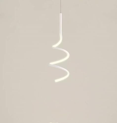 SSNCcNC Weiß, LED Schlafzimmer Pendellampe Wellen-Design Moderne Minimalismus Pendelleuchte 22W Nachttisch Dekorativ Hängelampe 3000K Kücheninsel Kronleuchter Loft von SSNCcNC