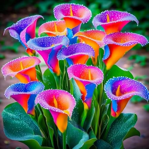 Wunderschöne Calla-Lilien, winterharte, mehrjährige Calla-Lilienzwiebeln, selten und farbenfroh, im Topf, leicht zu züchten-2 zwiebeln-J von SSNSFX