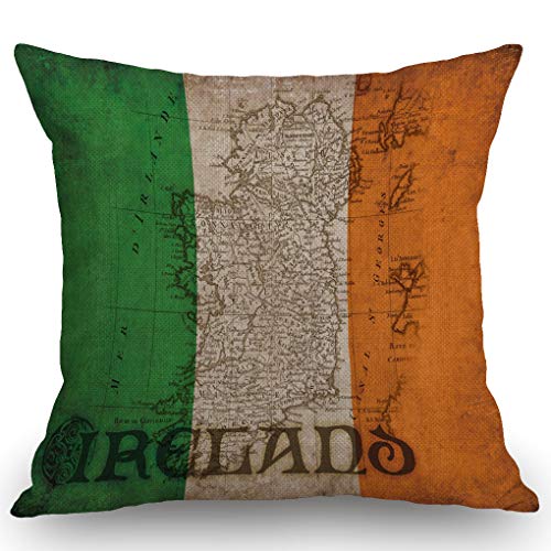 SSOIU Dekorativer Kissenbezug mit Irland-Flagge und irischem Emblem, Bauernhaus, für Sofa, Couch, Heimdekoration, 45,7 x 45,7 cm von SSOIU