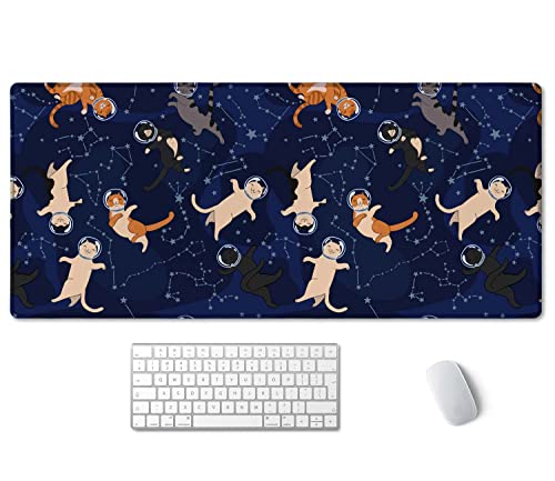 SSOIU Schreibtischunterlage mit niedlichen Katzen und Sternbildern, extra groß, 90,2 x 40,9 cm von SSOIU