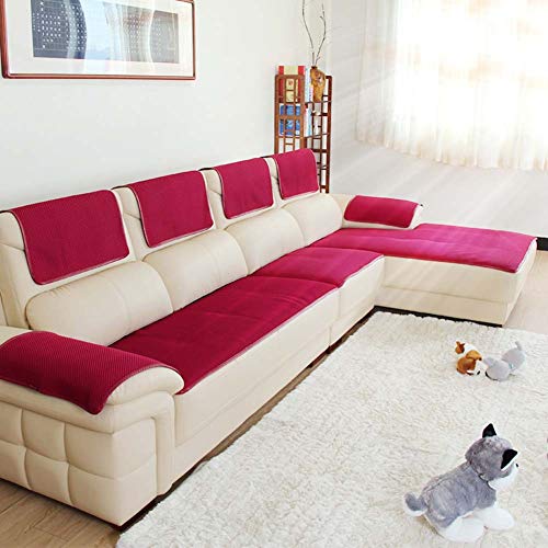 Sofabezug Für ledercouch, Multi-Size Rechteckige Möbel Protector Slipcover Für Haustiere, Kinder, Hunde - Sofa und Sessel-Rot 60x180cm(24x71inch) von SSOKCover