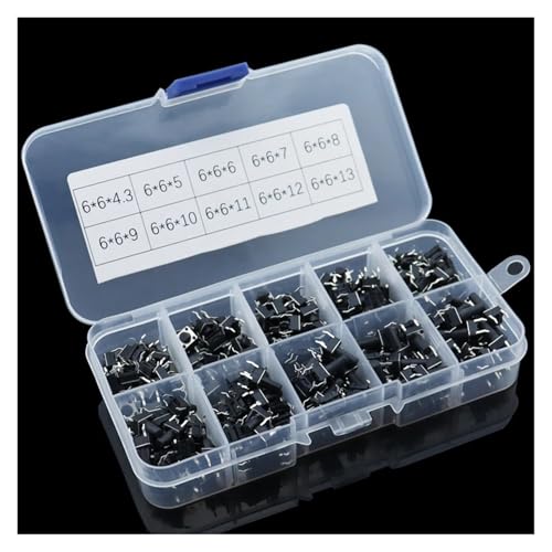 10 Models 200pcs 6 * 6 Tact Switch Tactile Push Button Switch Kit, Height: 4.3mm~13mm Dip 4P Switch 6x6 Key Switch 10 Models 200pcs 6 * 6 Tact Switch Tactile Push Button Switch Kit, Height: 4.3mm~13mm Dip 4P Switch 6x6 Key Switch von SSOPTMCB
