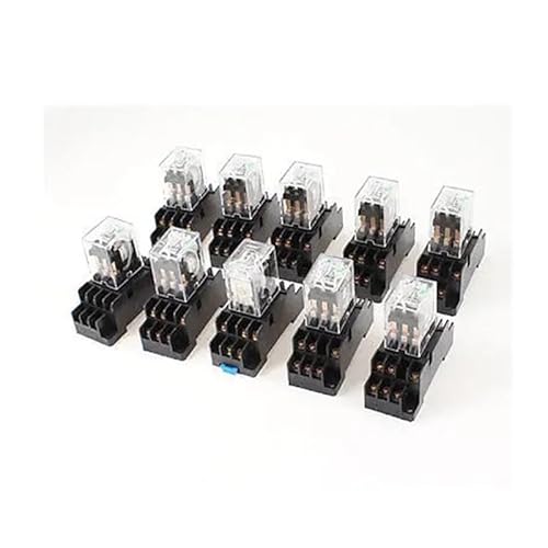 10Pcs DC220V Coil 3PDT 11Pin Green LED Purpose Power Relay w Socket Base Control Relays von SSOPTMCB