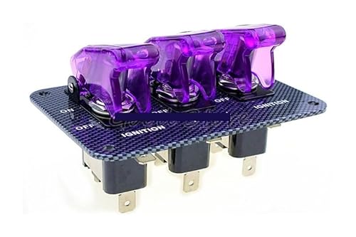 1CPS Transparent purple lid and Blue light 12V LED Cover Aircraft Toggle Switch Carbon Fiber Panel von SSOPTMCB