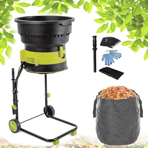 SSQUZA Blattloser Garten-Laubzerkleinerer,2500W-Laubmulcher-Kompostzerkleinerer,Mit Rädern Und Aufbewahrungstasche,8000-U/Min-Elektrohäcksler,Für Die Gartenreinigung,Kompostierung,40m*Powercord von SSQUZA