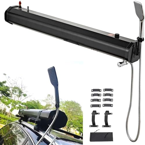 SSQUZA Solarbeheizte Campingdusche, Dachmontierter Dachgepäckträger Wassertank, Offroad-Dusche mit Hochdruck Wasserpistolen-Sprühkopf, 18L/20L/30L Selbstunterstützender Wassertank,18L SSQUZA Solarbeheizte Campingdusche, Dachmontierter Dachgepäckträger Wassertank, Offroad-Dusche mit Hochdruck Wasserpistolen-Sprühkopf, 18L/20L/30L Selbstunterstützender Wassertank,18L von SSQUZA