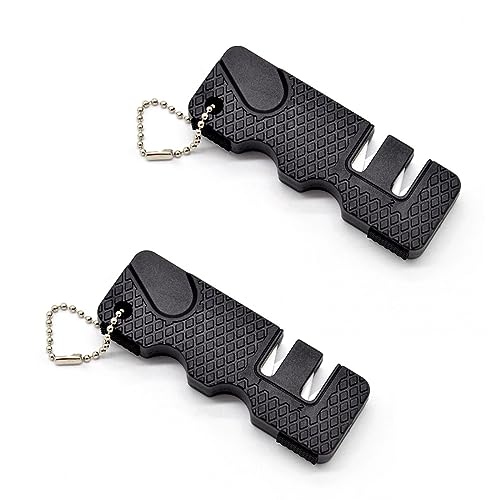 SSRDFU Mini Messerschärfer Stein - 2 PCS Schwarz Messerschärfer Outdoor Werkzeuge Küche Multifunktions tragbarer Mini-Schärfstein, für Outdoor Reisen von SSRDFU